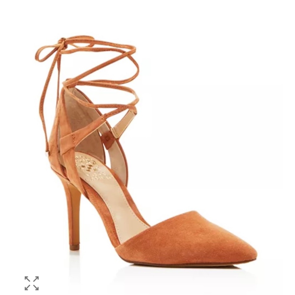 Vince Camuto Tan Suede Lace-Up Heels